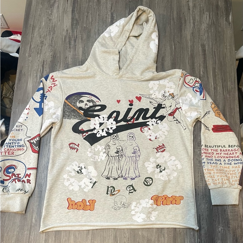 Saint Light Gray Graffiti Limited Edition unisex Hoodie